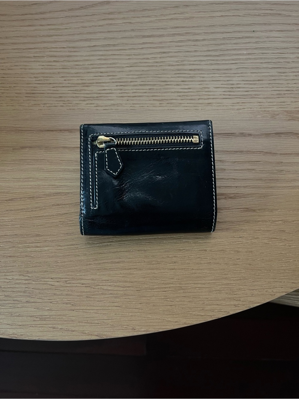 Dooney & Bourke Black Leather Fold Wallet with Gold Logo Plaque - Picture 2 of 4